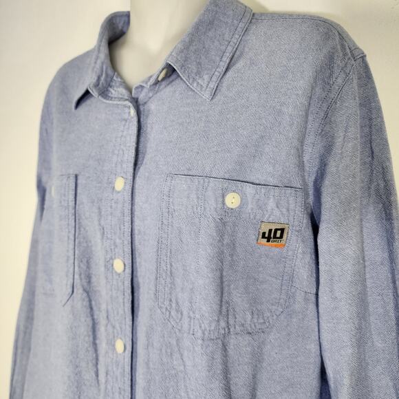 Duluth Trading Co 40 Grit Womens Chambray Shirt Blue Long Sleeve Button Large - Picture 5 of 9